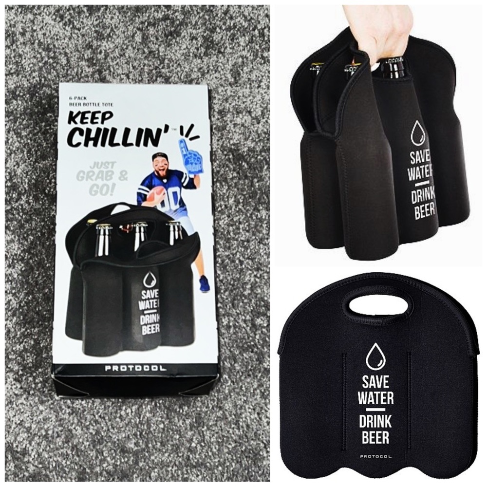 NIB - PROTOCOL - KEEP CHILLIN' 6 Pack Beer Bottle Soft  neoprene Tote